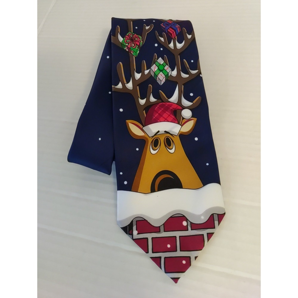 Yule Tie Greetings Hallmark Men Novelty Christmas Holiday Reindeer 59" Tie